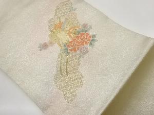 金駒刺繍金彩御所車に青海波・花葉模様暈し名古屋帯